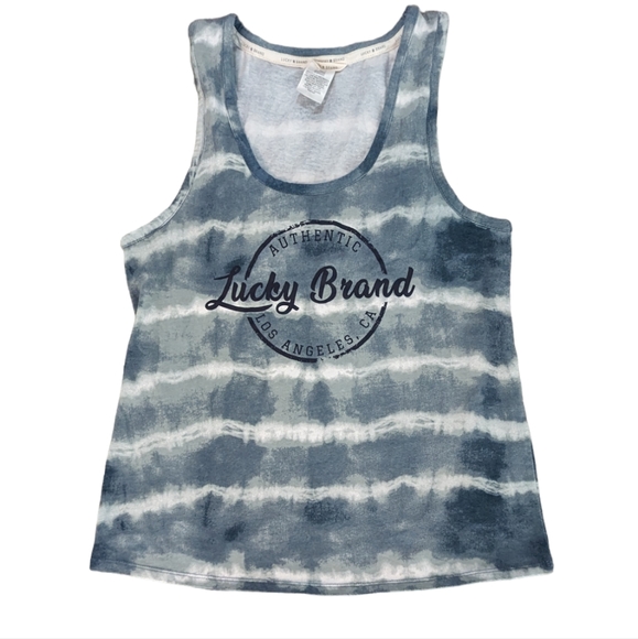 Lucky Brand Tops - Lucky Brand Blue And White Tie Dye Graphic Tank Top Womens Medium